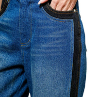 Blue B - Western Two Tone Panel Wide Leg Jeans
