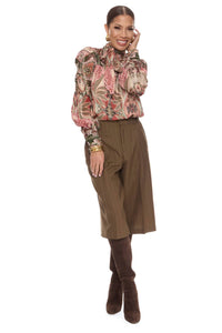 CIEBON Lynn Printed Metallic Blouse in burgundy - women's blouse - alternate view