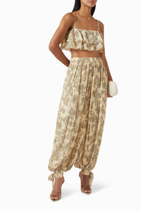 Hemant & Nandita - Ruffle Top And Harem Pant Set