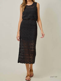 mystree Crochet Scallop Hem Skirt in black - women's skirt