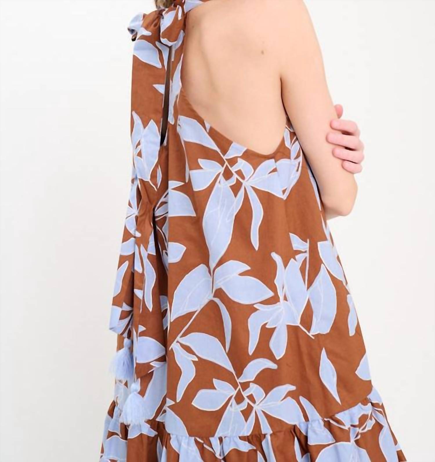 Meet Me In Santorini - Rosey Haze Halter Dress