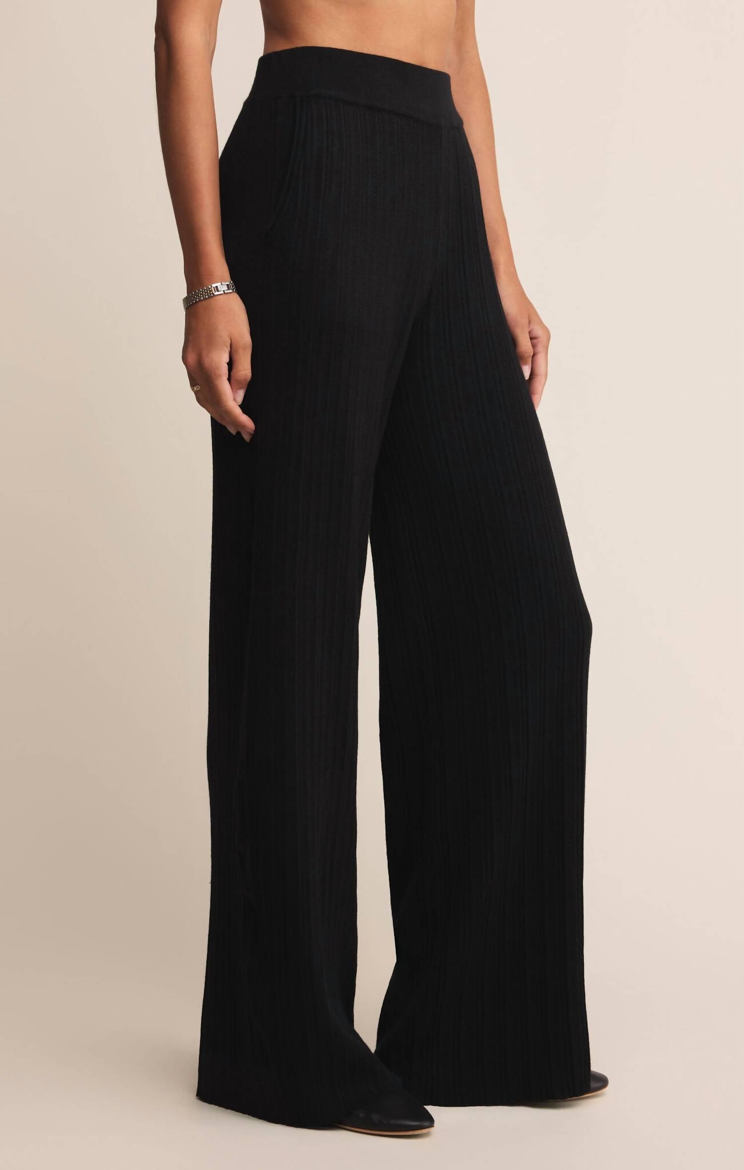 Z Supply Du Monde Sweater Pants in black - women's pants - detail view
