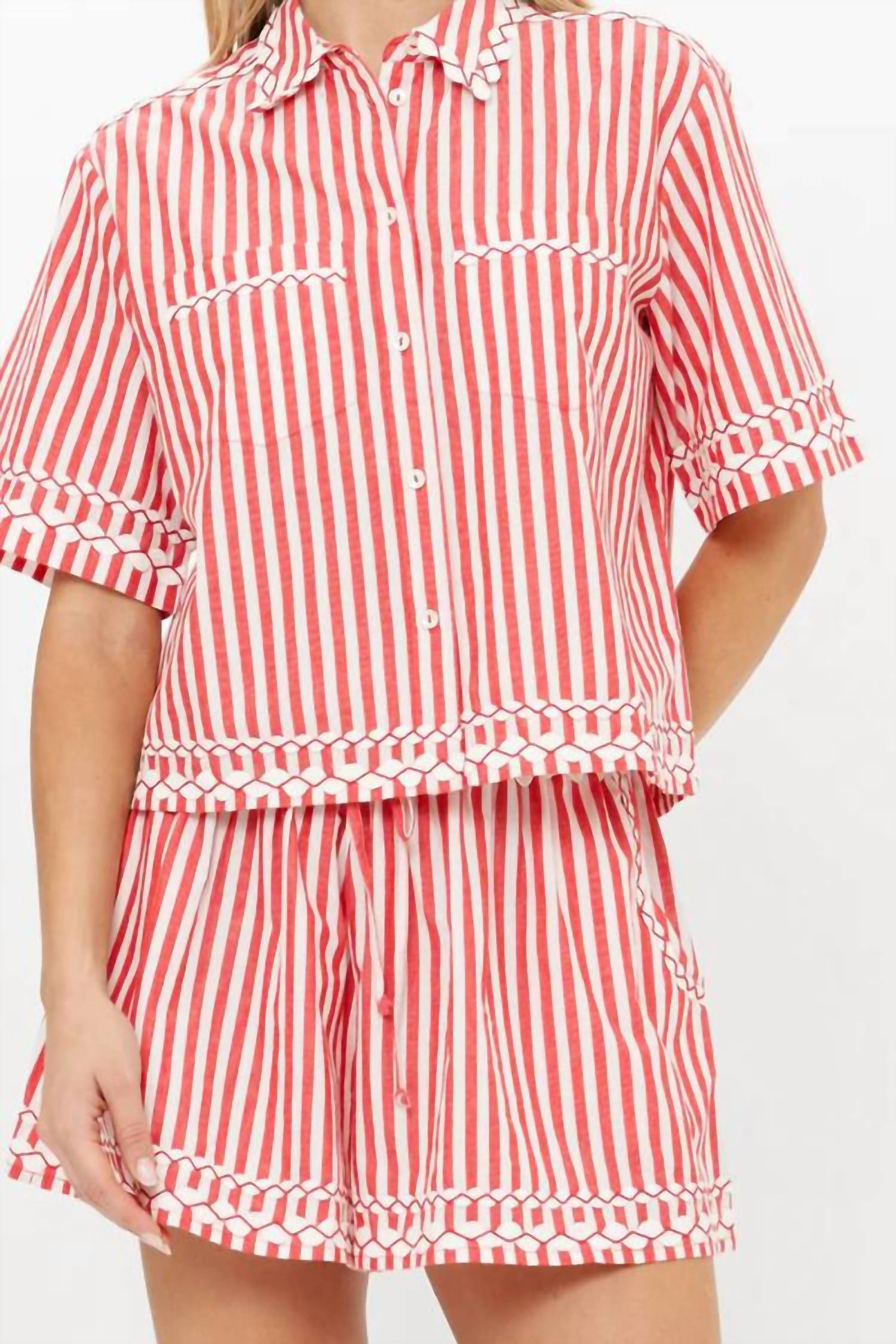 Oliphant - Parker Short Sleeve Striped Top