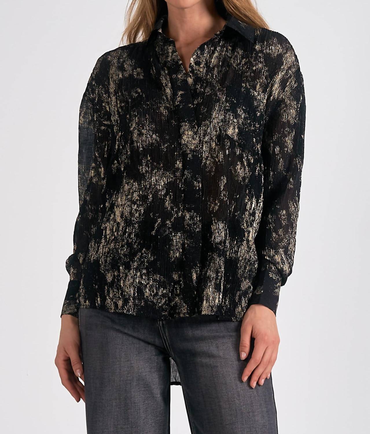 Elan - Shimmer Button Down Top