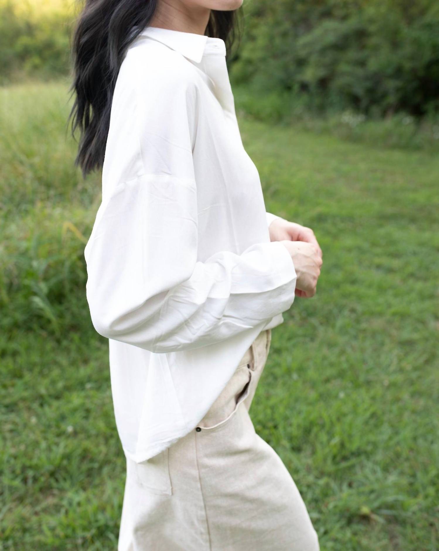 GRADE & GATHER It's Just That Easy Blouse in white - women's blouse - alternate view