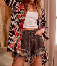 Andree By Unit - Embroidered Striped Cardigan