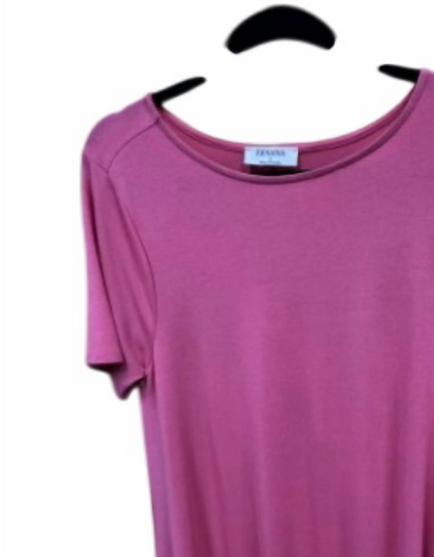 ZENANA Women's Short Tee Dress in coral - women's dress - detail view