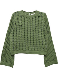 Fifteen Twenty Liv Crochet Sweater in olive - women's sweater - view 4