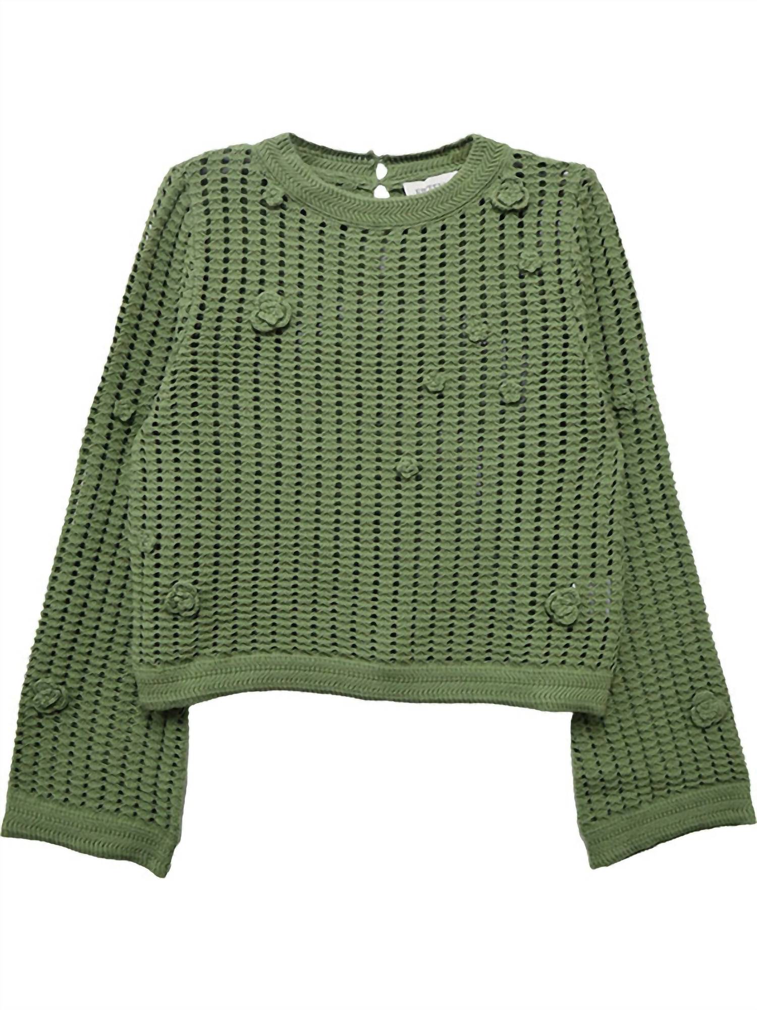 Fifteen Twenty Liv Crochet Sweater in olive - women's sweater - view 4