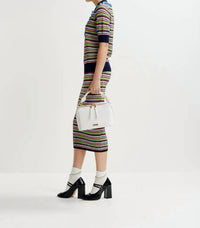 ESSENTIEL ANTWERP Himpact Striped Skirt in off white multi - women's skirt - alternate view