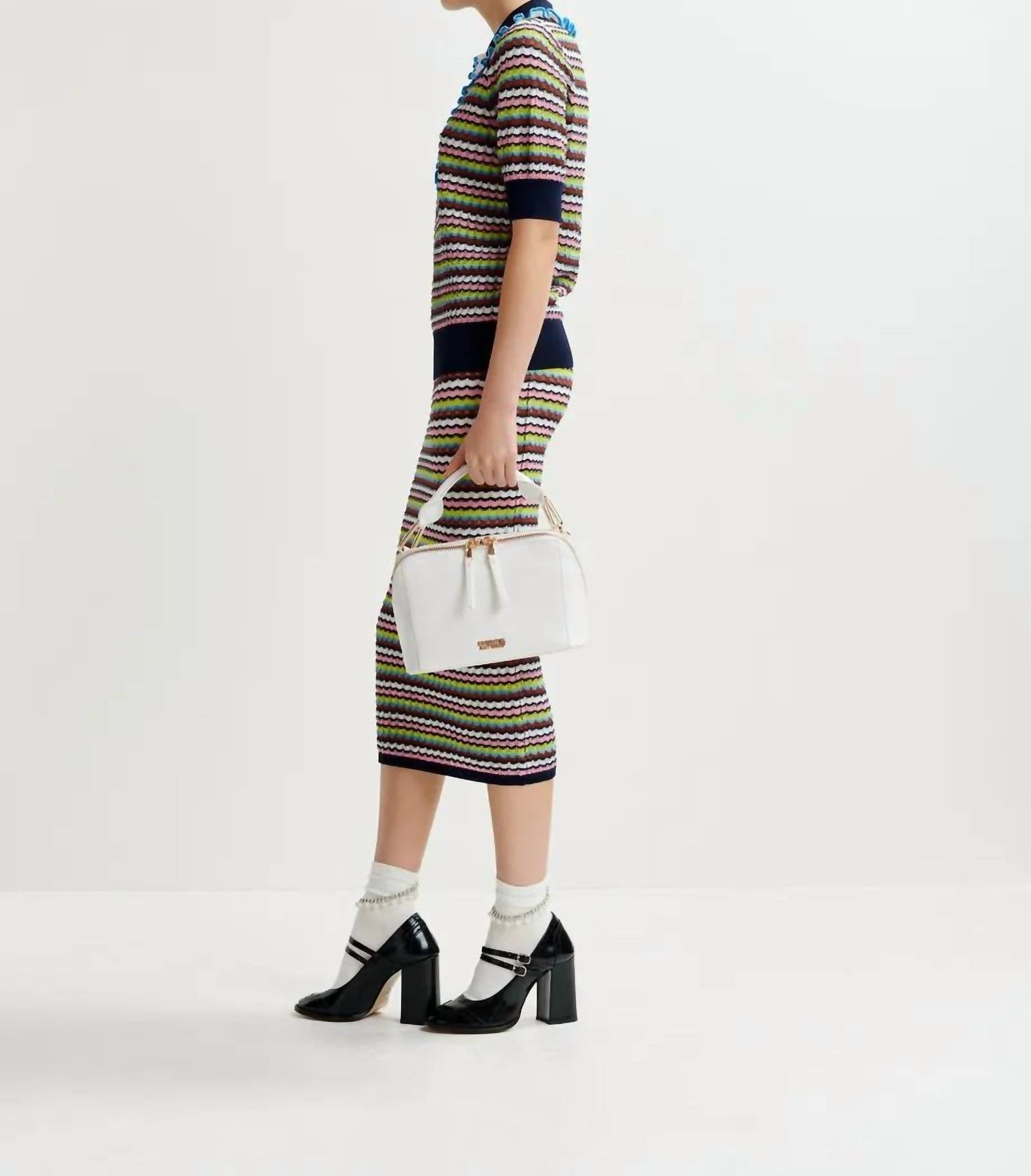ESSENTIEL ANTWERP Himpact Striped Skirt in off white multi - women's skirt - alternate view