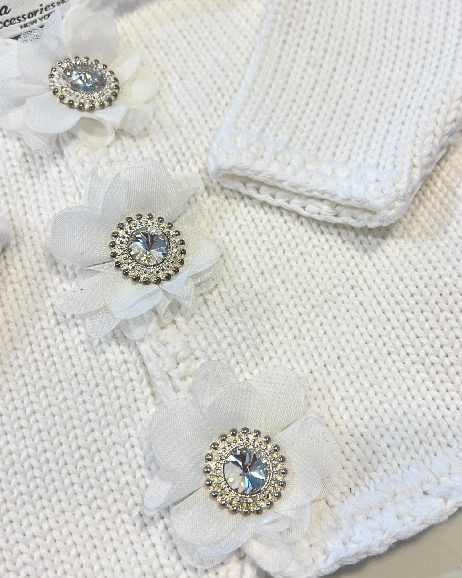 Gita - Girl's 2pc Cardigan With Light Crystal/rhinestone With Hat