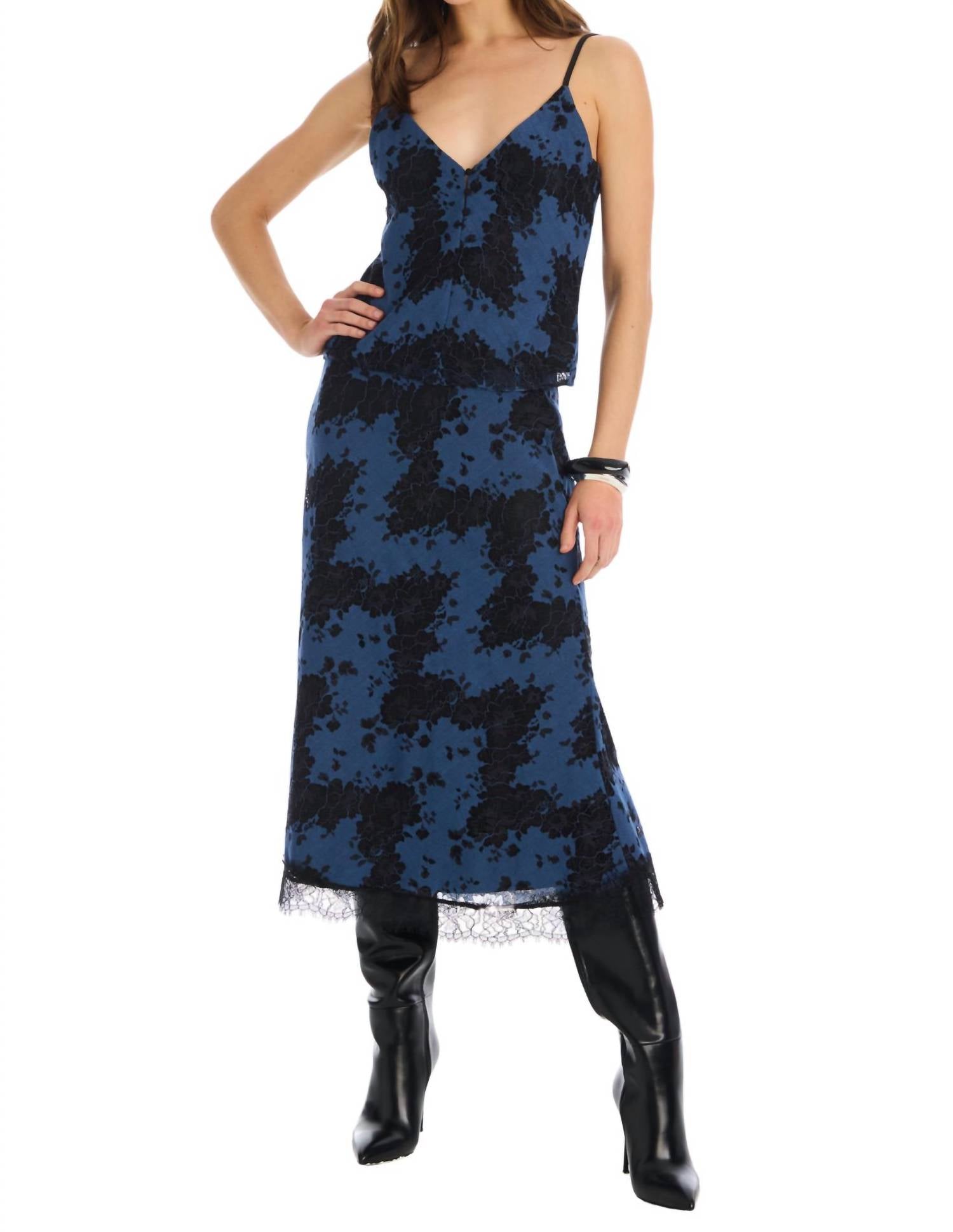 ALLISON NEW YORK Serena Tank Top in blue black - women's tank top - alternate view