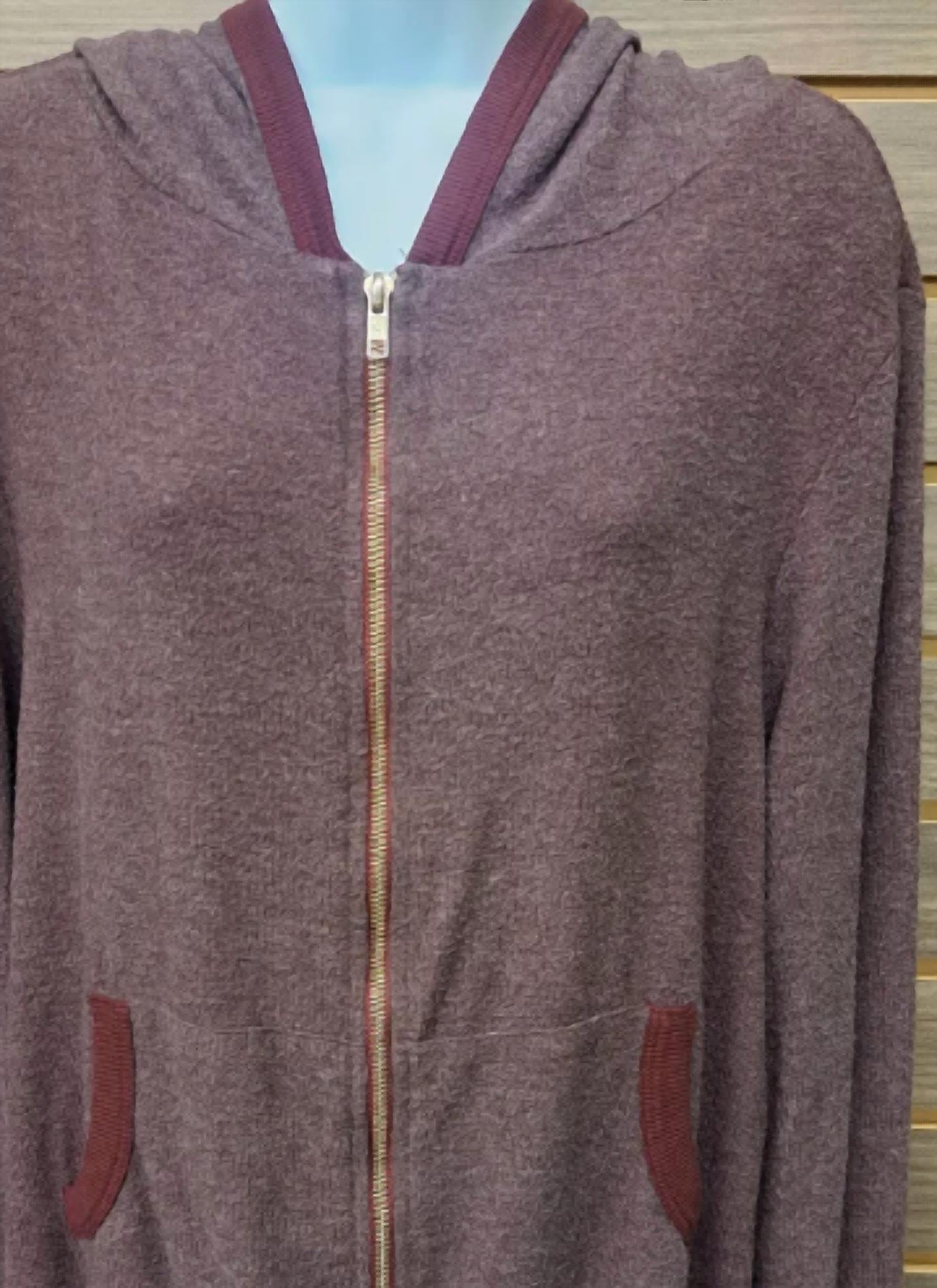 Flawless - Women's Burgundy Soft Pockets Hoodie Sweater