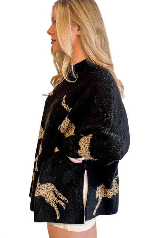 Klesis - Cheetah Print Mock Neck Sweater