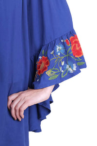 Umgee - Floral Embroidered Bell Sleeve Mini Dress