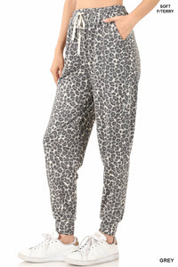 Zenana - French Terry Leopard Print Joggers