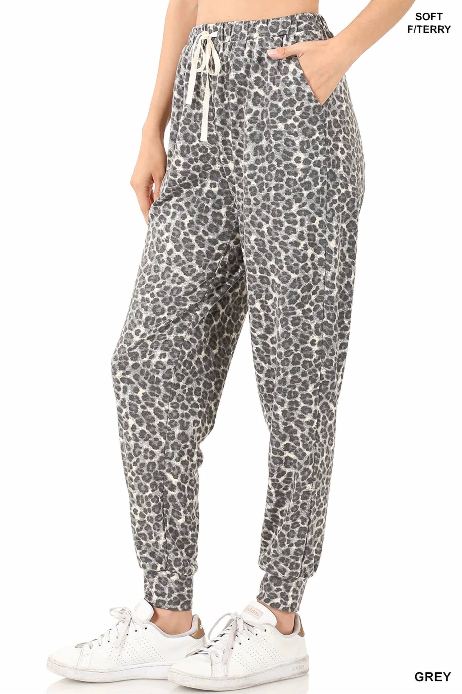 Zenana - French Terry Leopard Print Joggers
