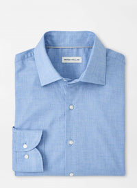 PETER MILLAR Highlands Soft Twill Cotton Shirt in blue - men's long sleeve top - view 4