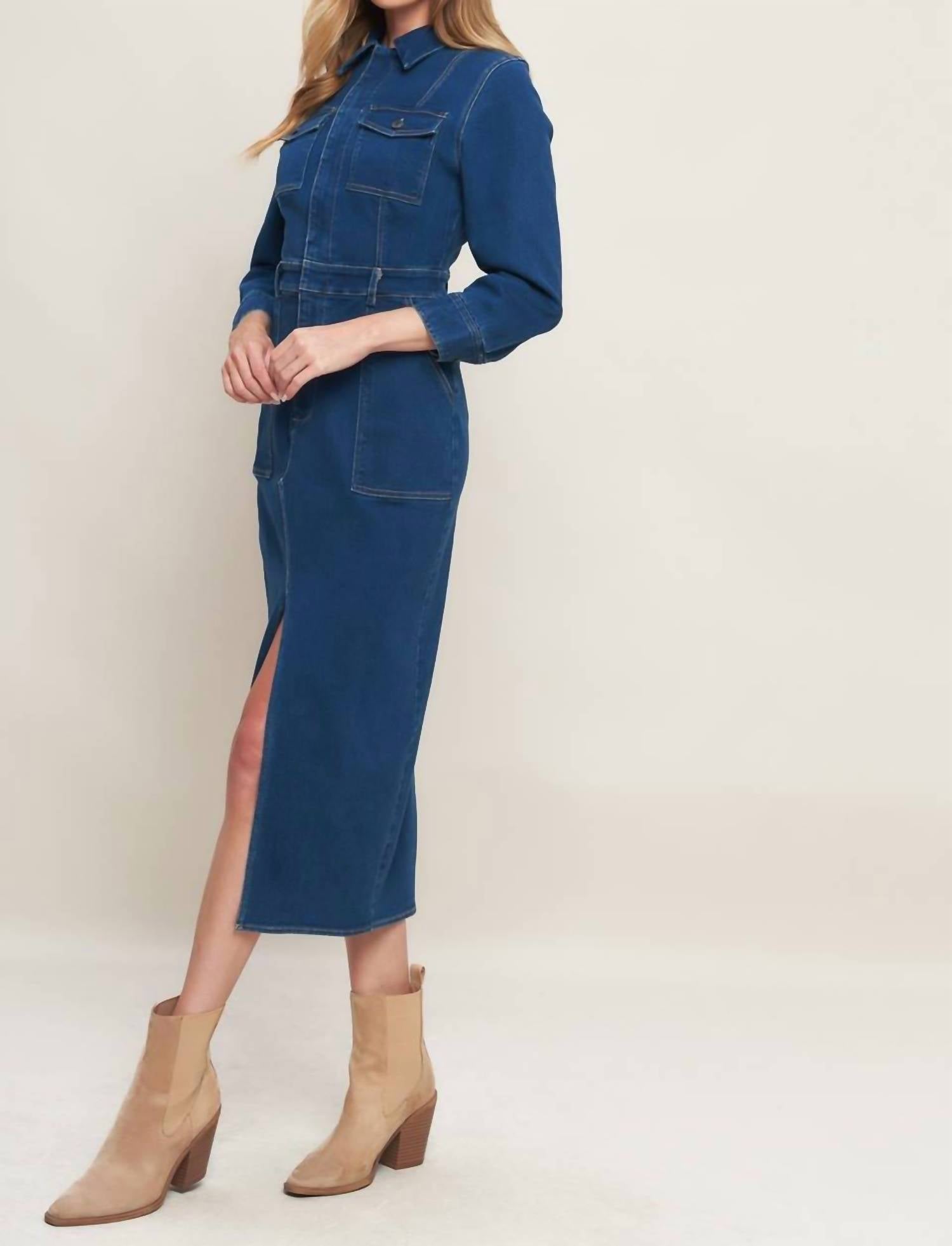 Flying Tomato - Denim Midi Dress