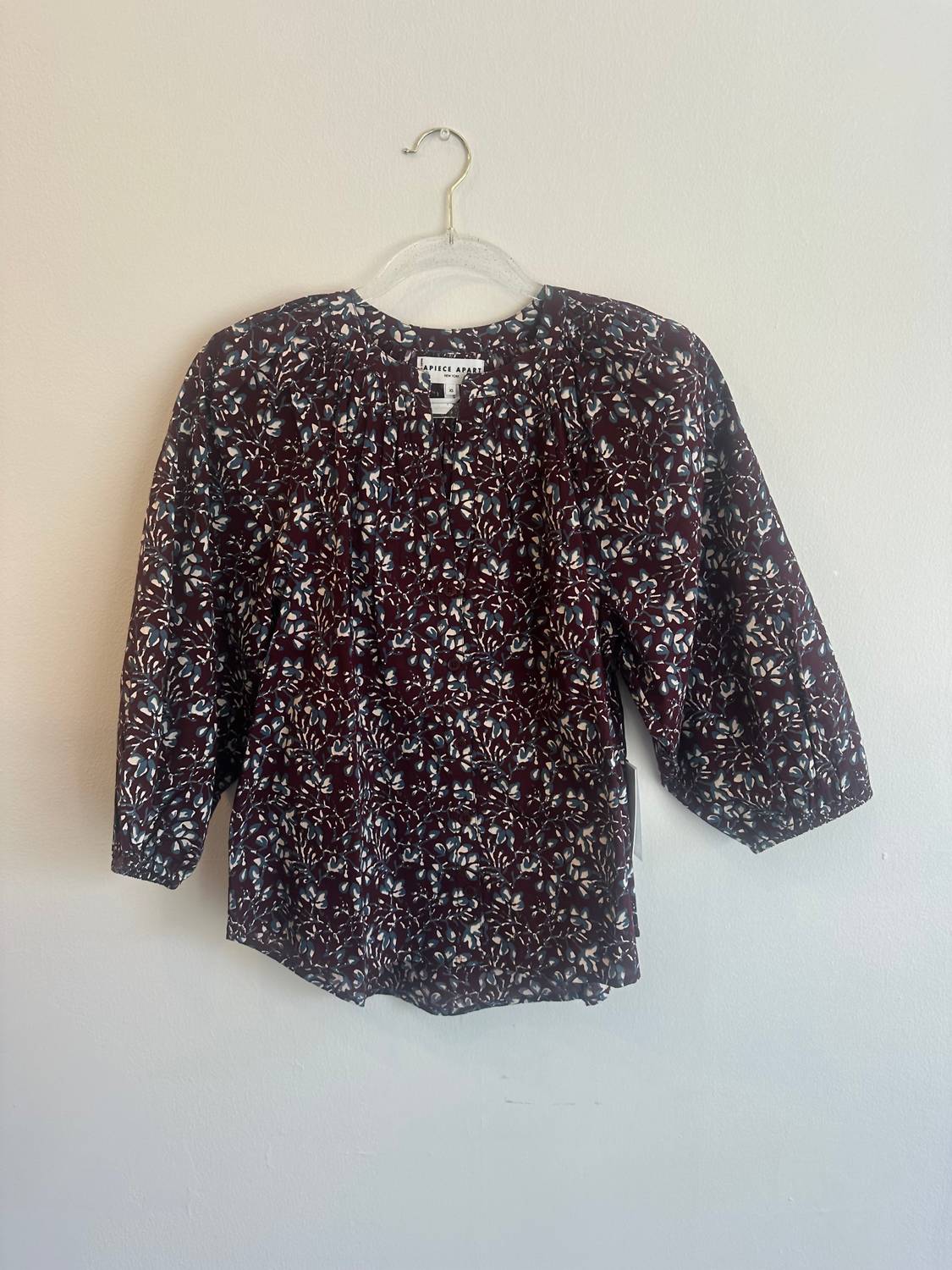 APIECE APART Women's Mitte Top in mira floral wine - women's blouse