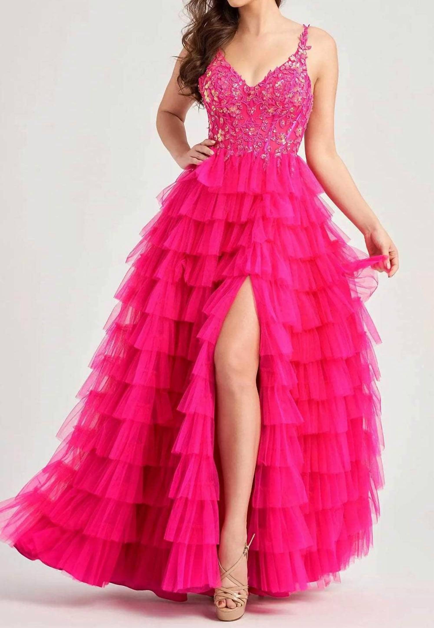 Ellie Wilde - V Neck A-line Evening Dress