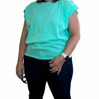 Zenana - Cotton Round Neck Pleated Shoulder Top