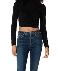 Bobi - Mock Neck Shirred Top