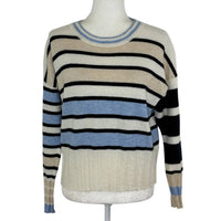 Brodie Cashmere Oceana Stripe 2.0 Sweater in white multi - women's sweater - alternate view