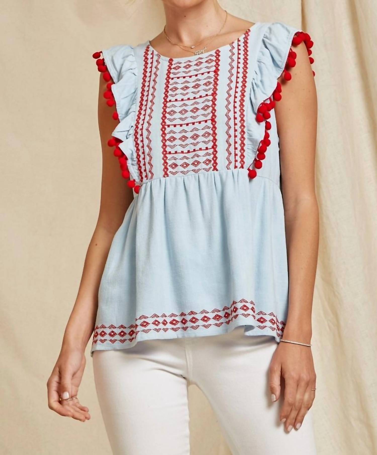 Savannah Jane - Hop to It Embroidered Top
