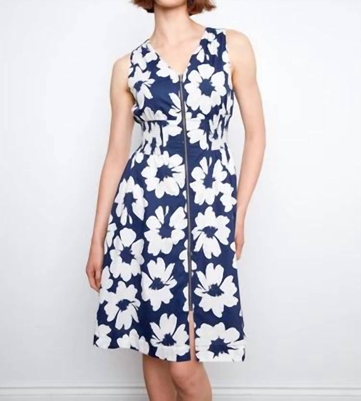 Charlie B - Cotton Voile Printed Front-zip Midi Dress