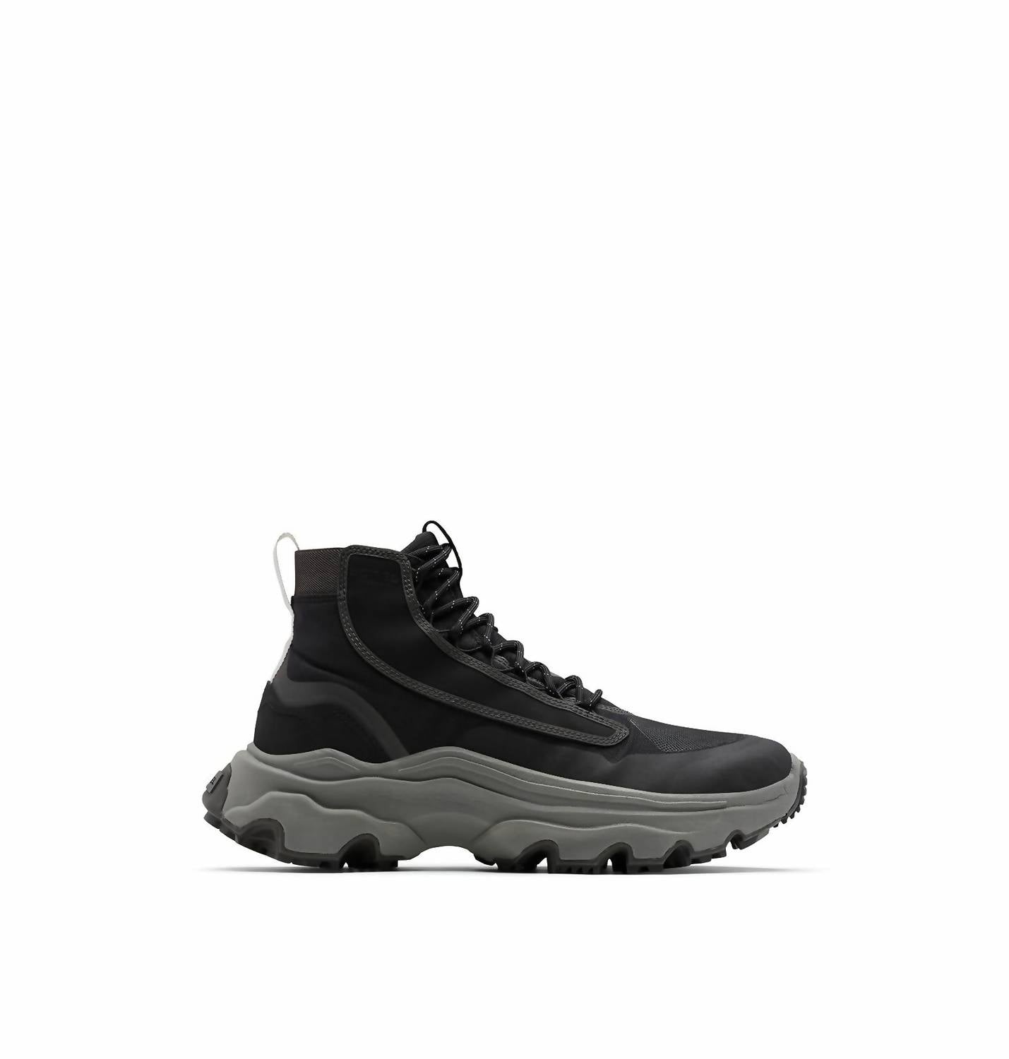 SOREL Men's Kinetic Breakthru Venture Mid Waterproof Shoe in black - men's sneaker - detail view