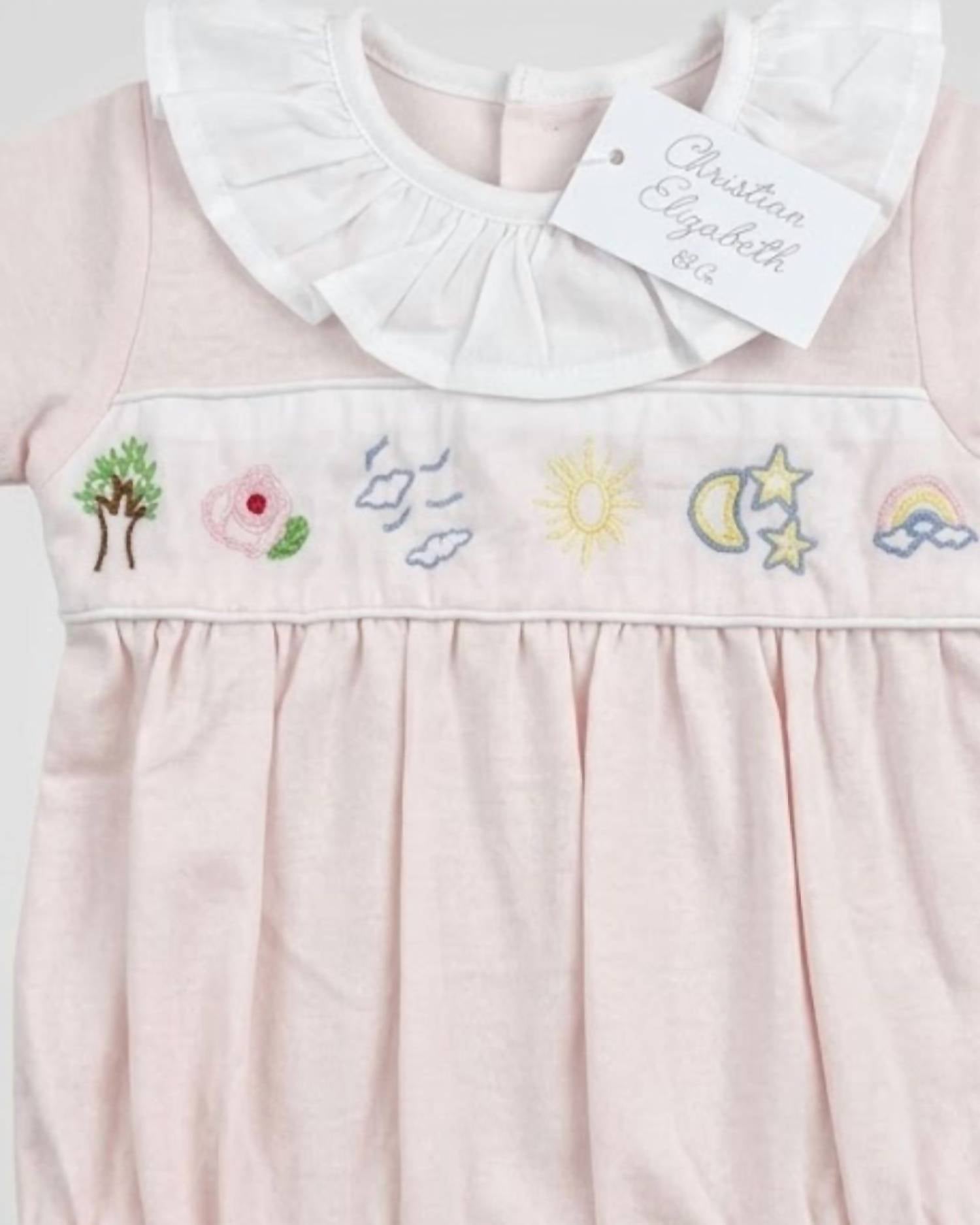 CHRISTIAN ELIZABETH Kid's Wonderful World Bubble Romper in pale pink - kids' item - detail view