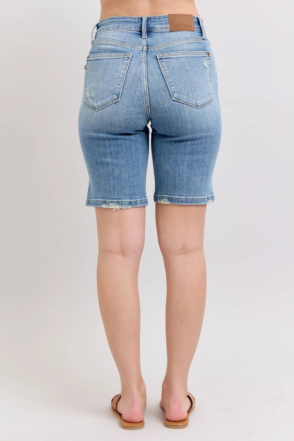 Judy Blue - Women's Charlene Vintage Wash Bermuda Denim Shorts