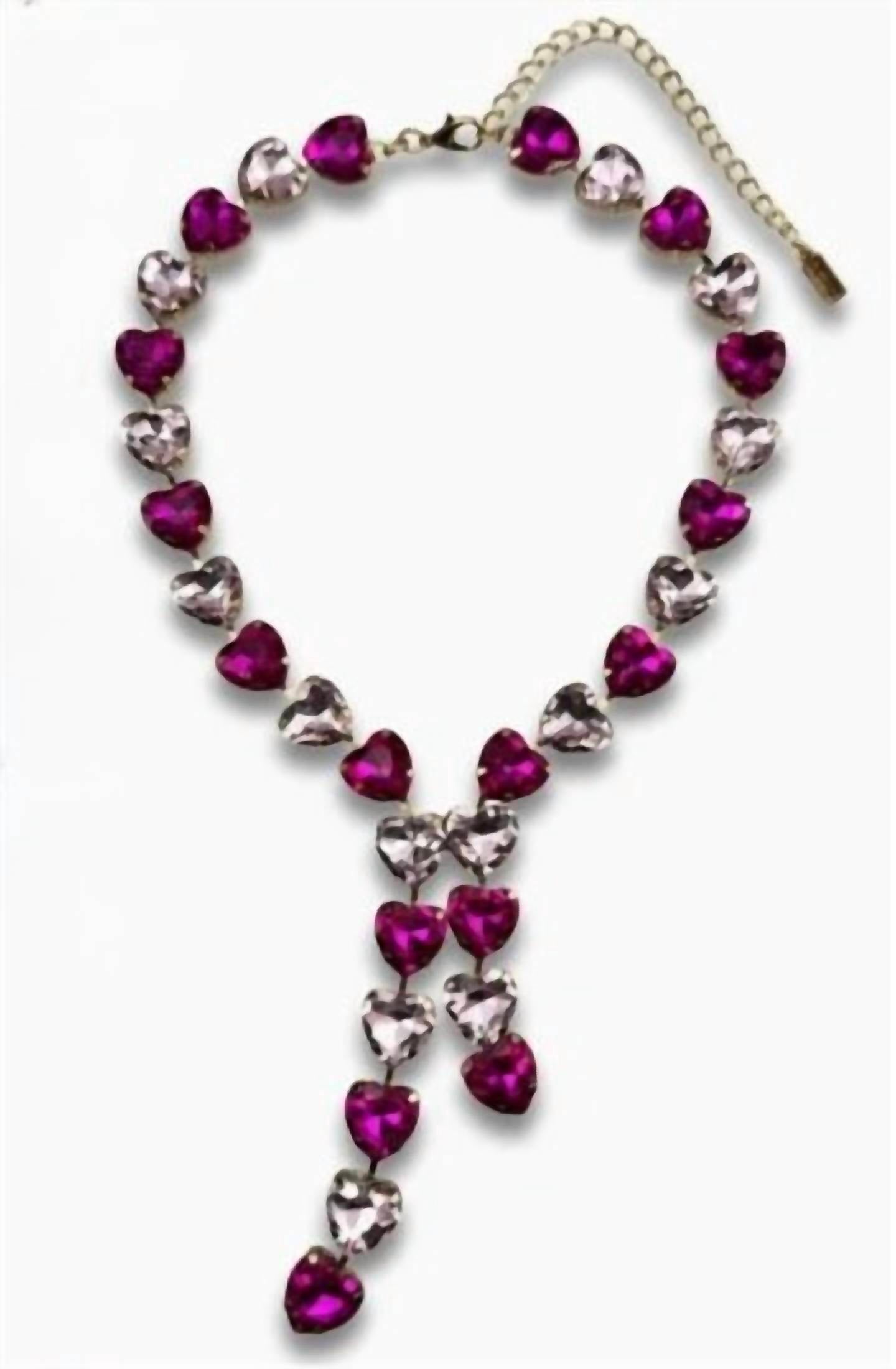 Pink Panache - Women's Rhinestone Heart Lariat Necklace