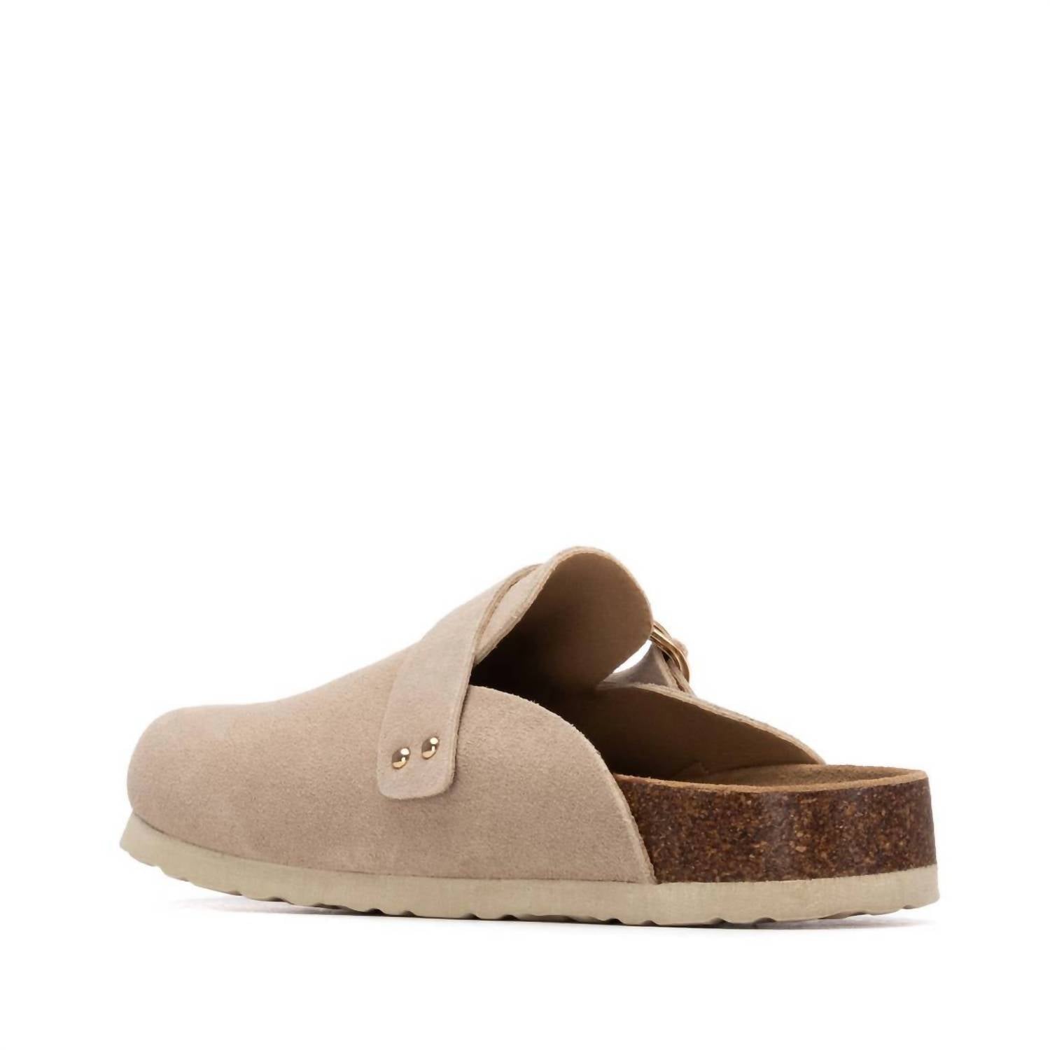 Xti Women's Refresh Suede Clogs in beige - women's shoe - detail view