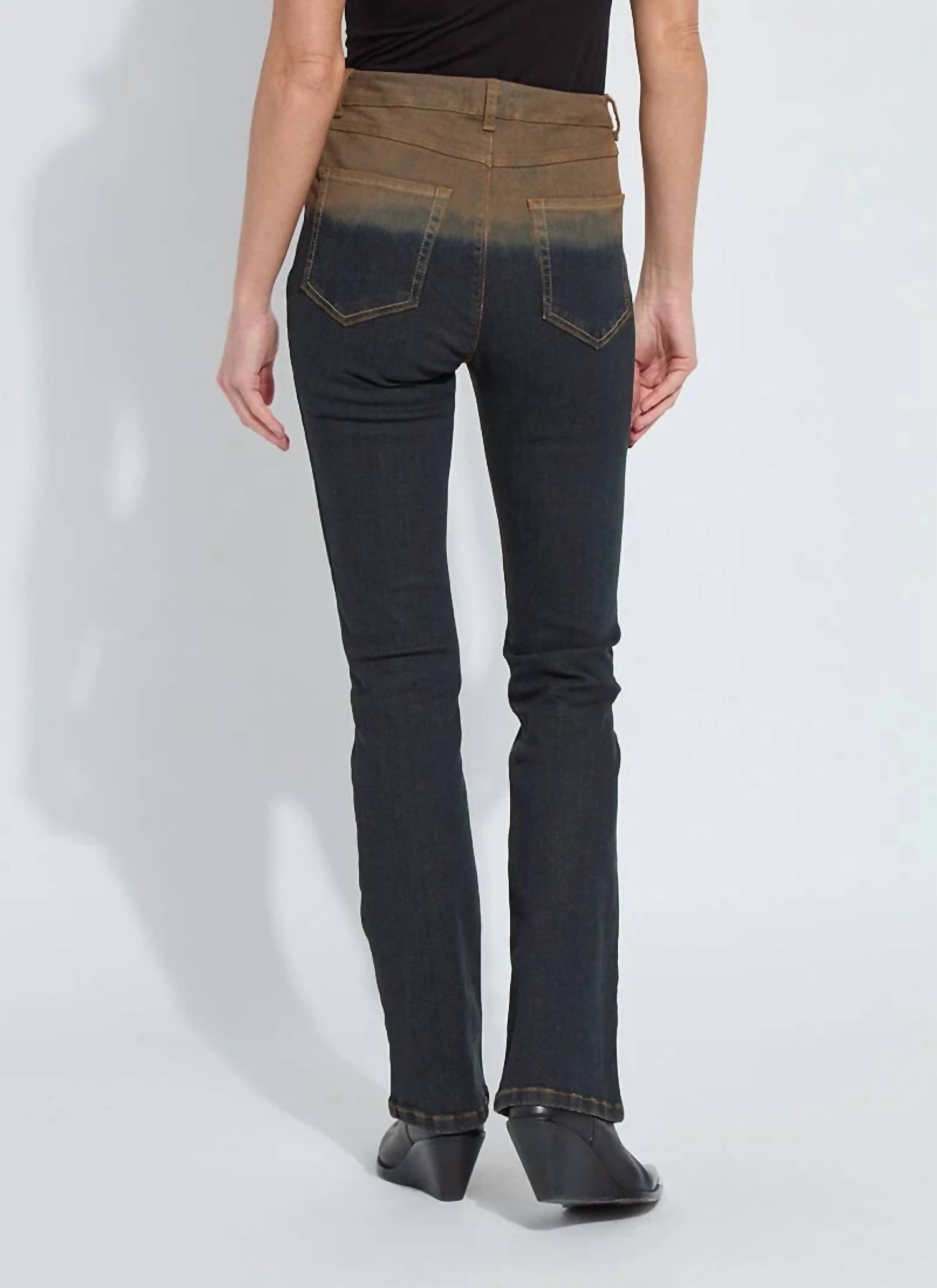 Lysse Ceri Slim Flare Premium Denim Jeans in dip dye black - women's jeans - view 5