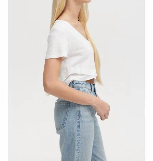 Chrldr - Crop Ava V-neck Mock Layer Tee