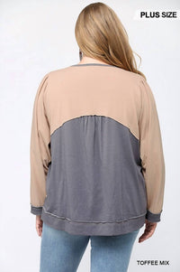 Leopard Color Block Loose Fit Top