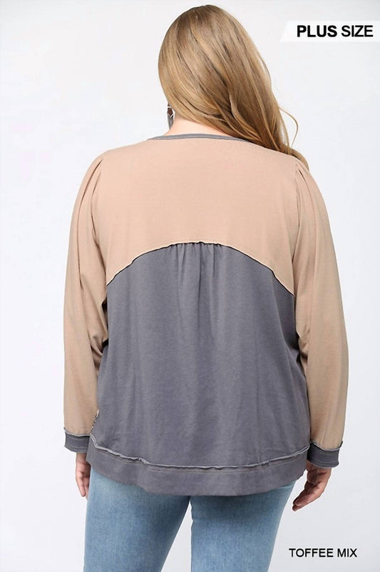 Leopard Color Block Loose Fit Top