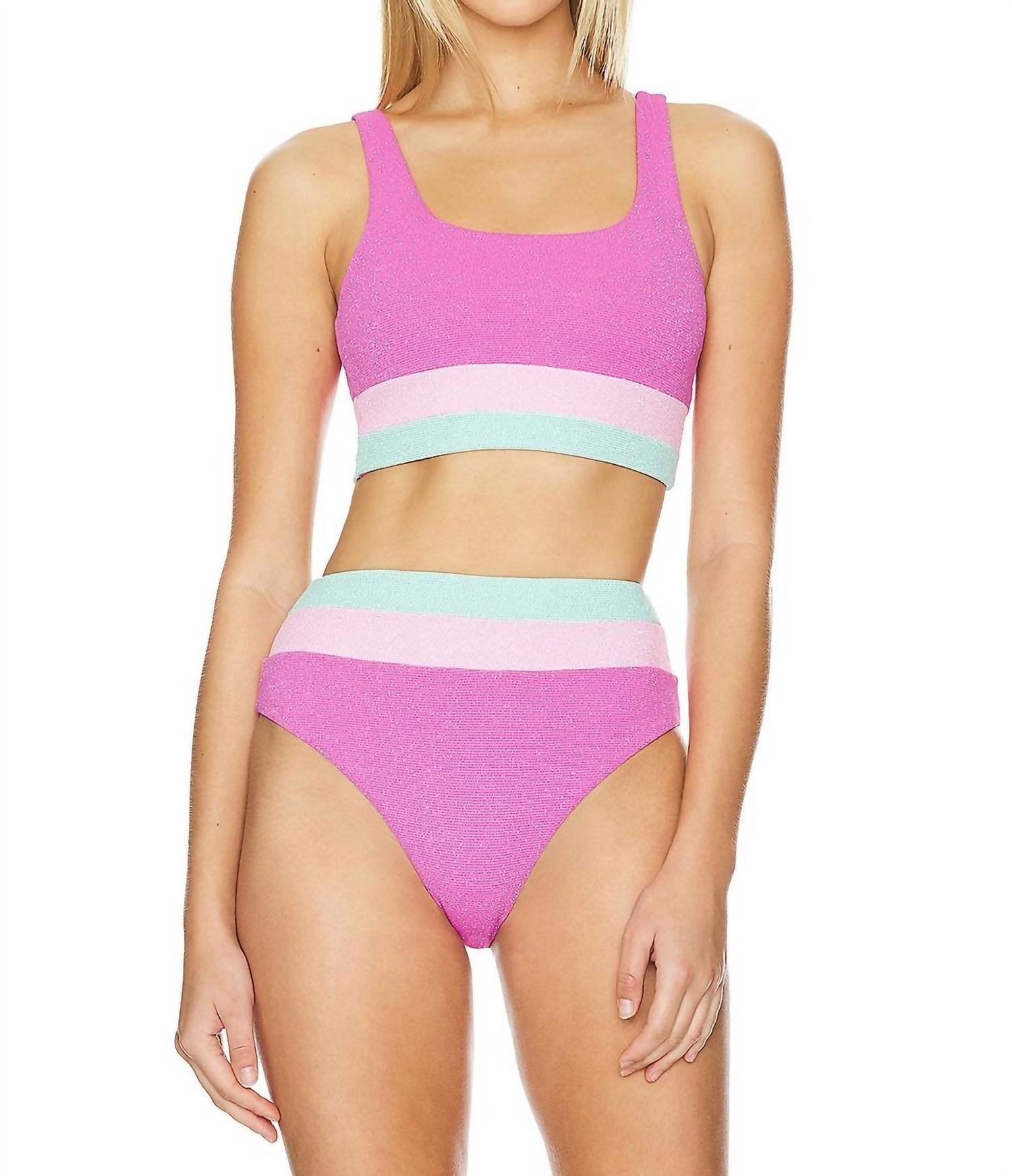 Beach Riot Mackenzie Bikini Top in blossom colorblock scrunch - women's swimwear