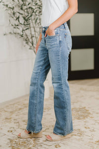 Judy Blue Mid Rise Boot Cut Jean With Distress Hem in vintage wash - women's jeans - alternate view