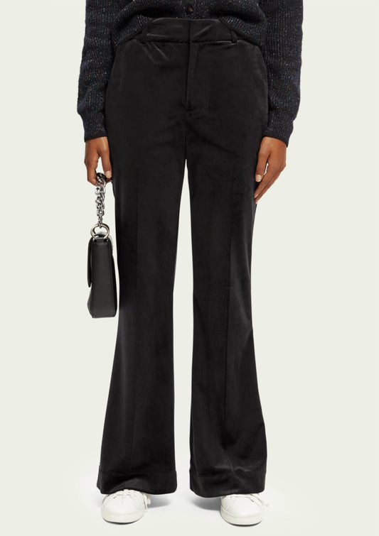 Velvet High-Rise Flared Trousers