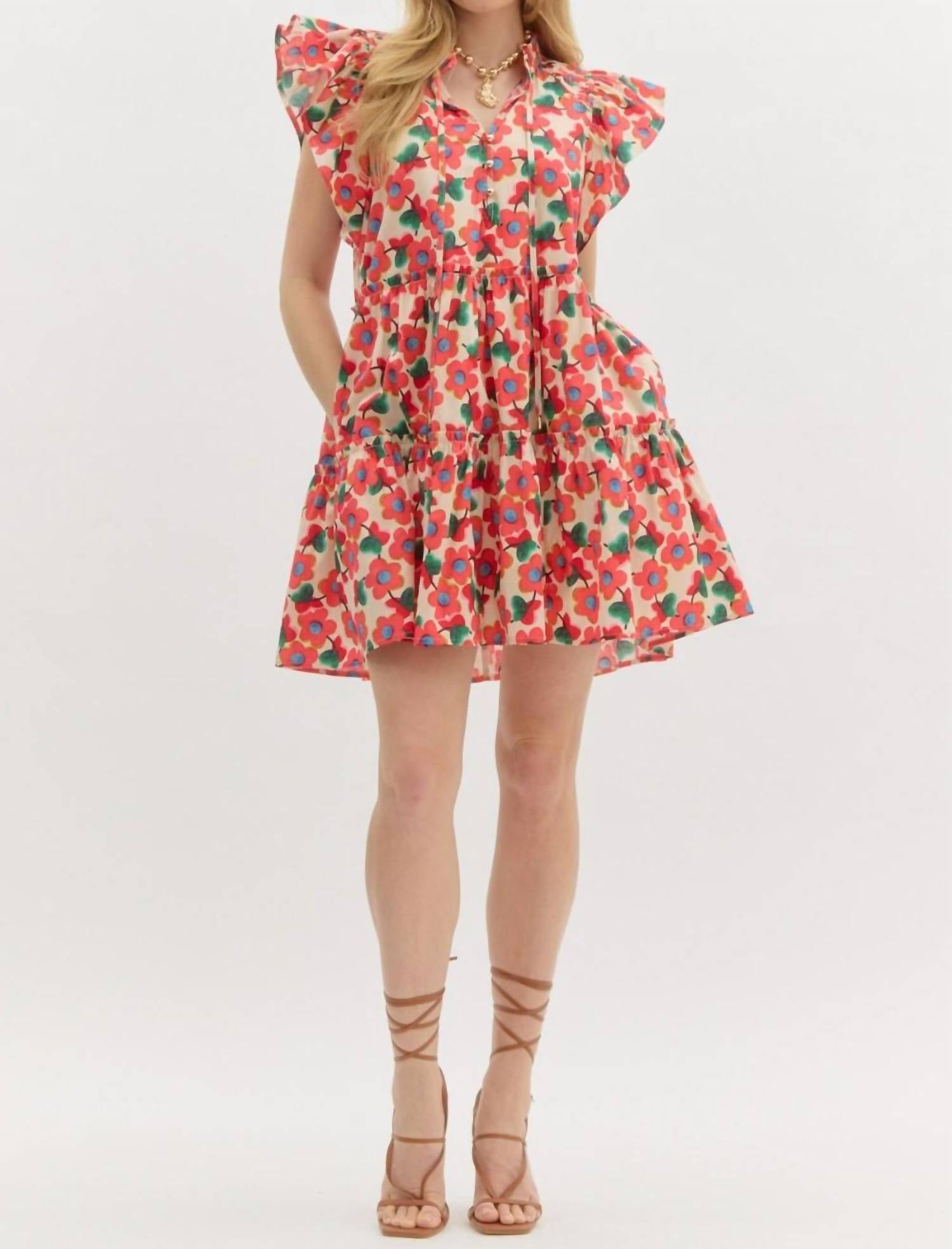 entro Floral Tiered Mini Dress - women's dress