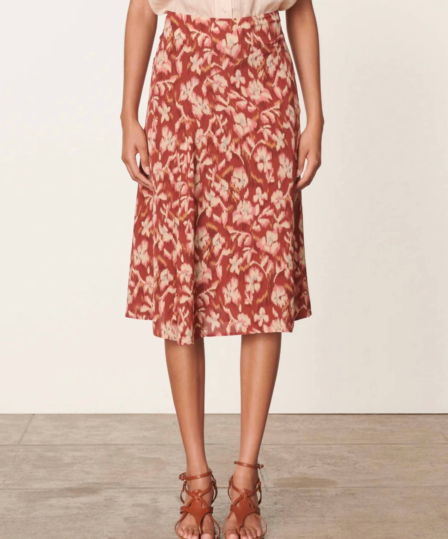 vanessabruno Philae Midi Skirt in red - women's skirt