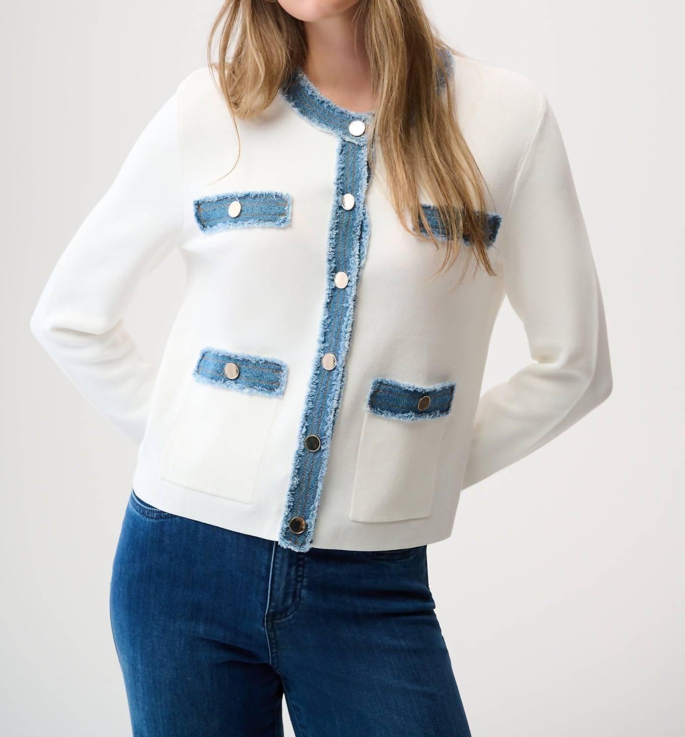 Joseph Ribkoff - Denim Trim Button Front Jacket