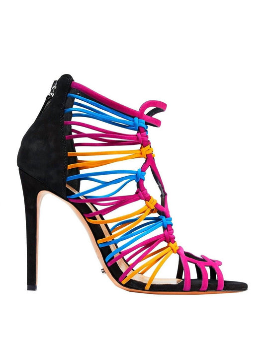 Schutz - Women's Colored Suede Leather Strappy Ankle Heels