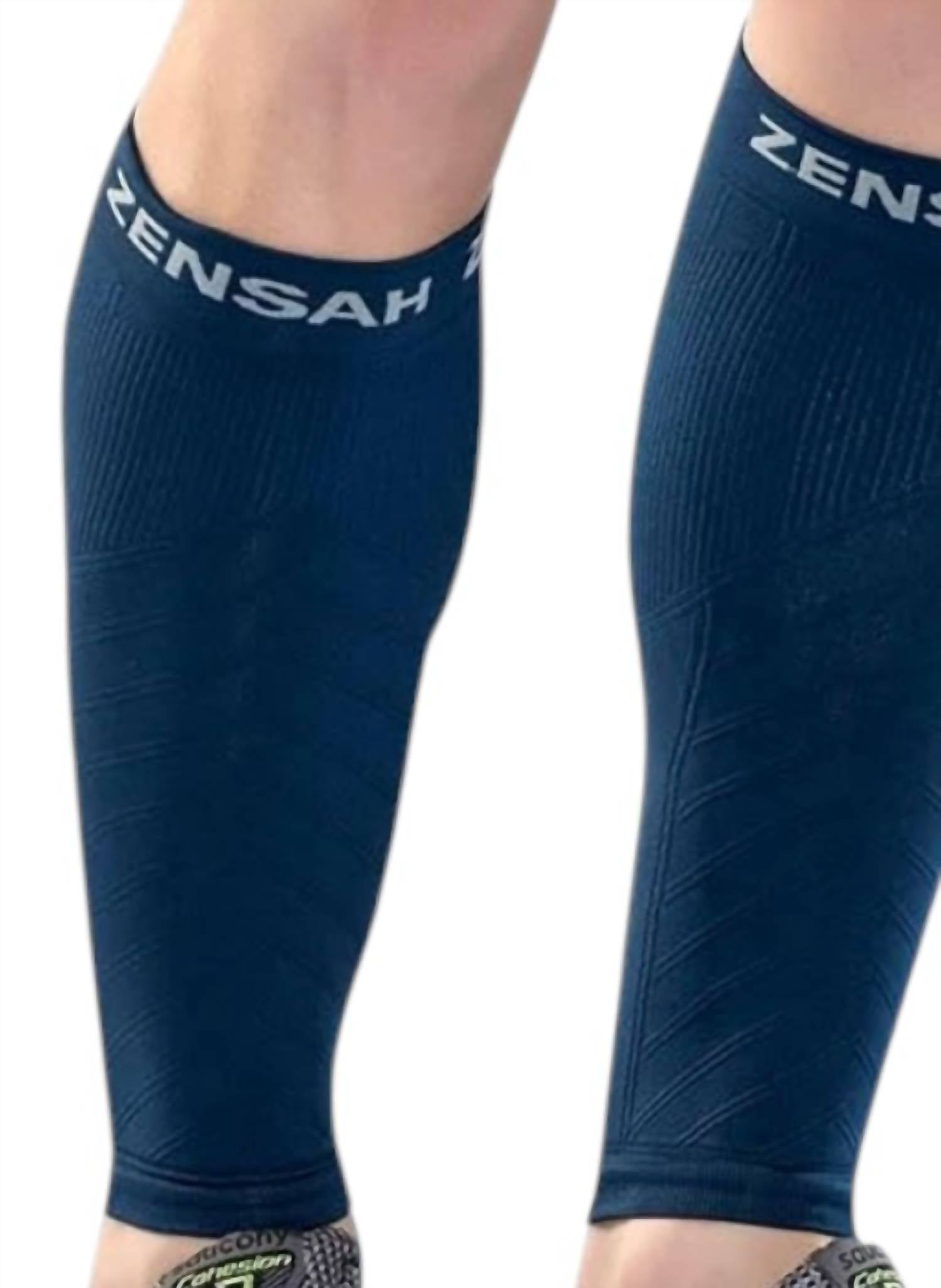Zensah Print Compression Leg Sleeves in bicycles navy - men's item - detail view