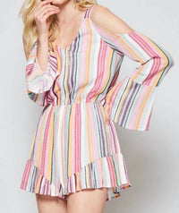 Andree By Unit - Sunset Stripe Cold Shoulder Romper