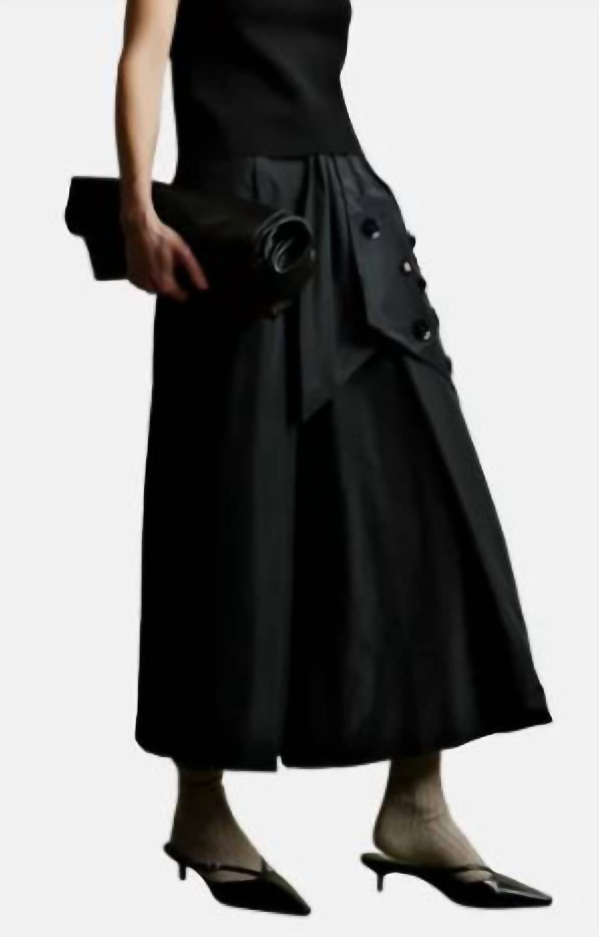 Psophia - Taffeta Trouser with Sequin Flower Belt